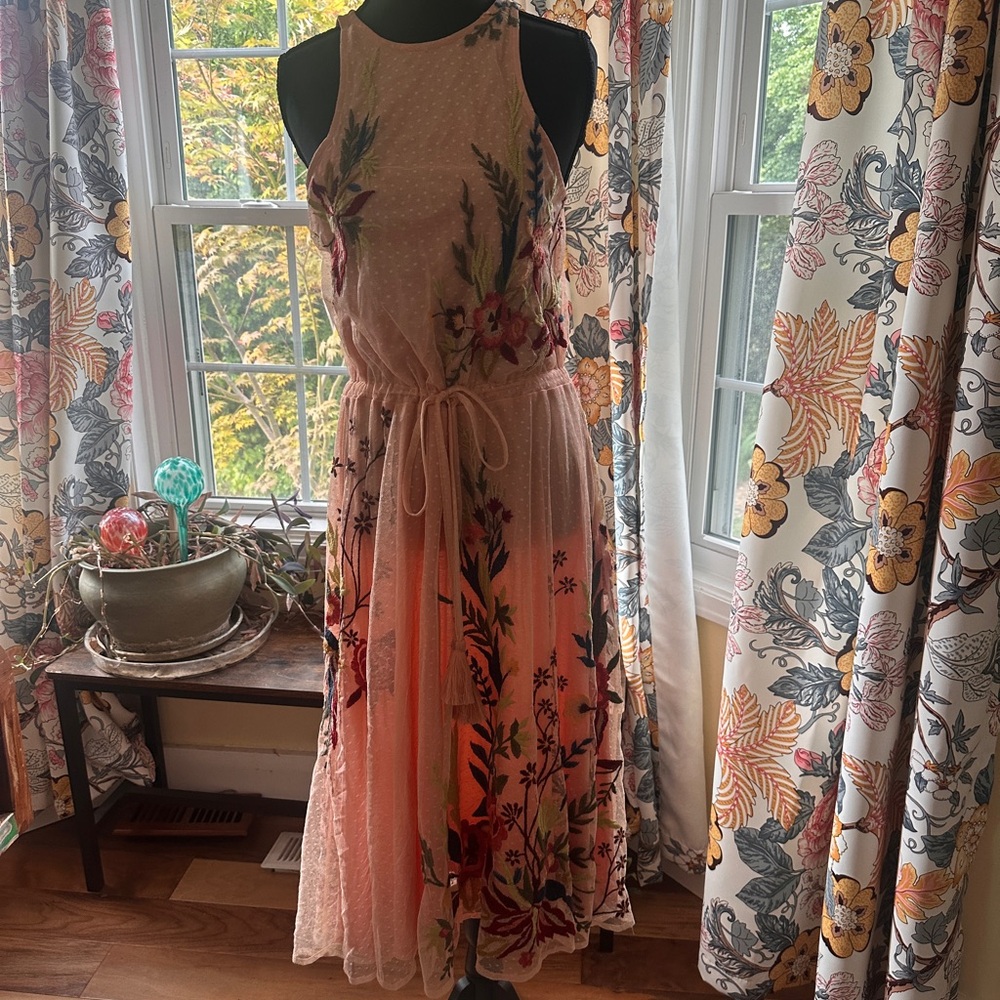 Sundance Pink Pleated Halter Midi Dress for Wedding Guest